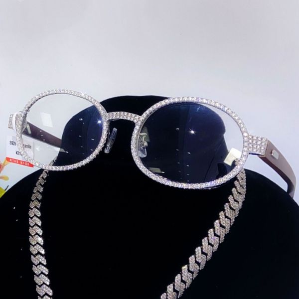 Пропустив тест полные очки для женщин/мужчин S925 S925 Серебряный серебряный серебряный алмаз застекленный рама