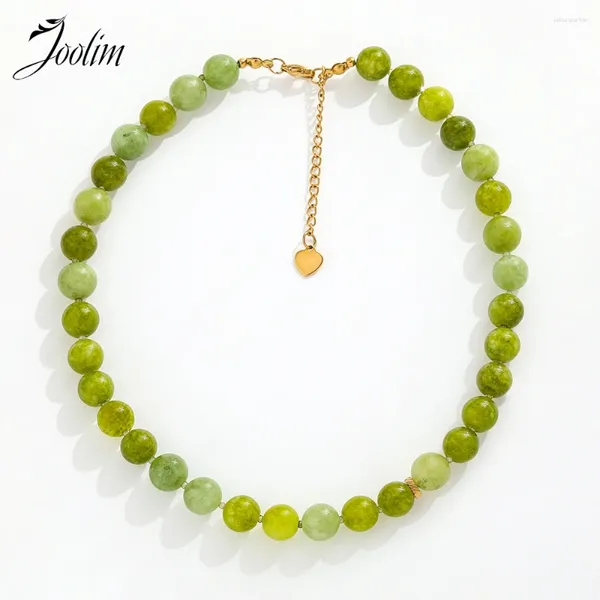 Цепочки Joolim Jewelry Wholesale Designer Wersatile Beach Summer Fashion зеленый натуральный камень из нержавеющей стали для женщин ожерелье из нержавеющей стали