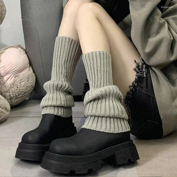 Mulheres meias lolita lã longa malha capa do pé aquecedor 2024 y2k Autumn Winter Crochet Heap Boot punhos