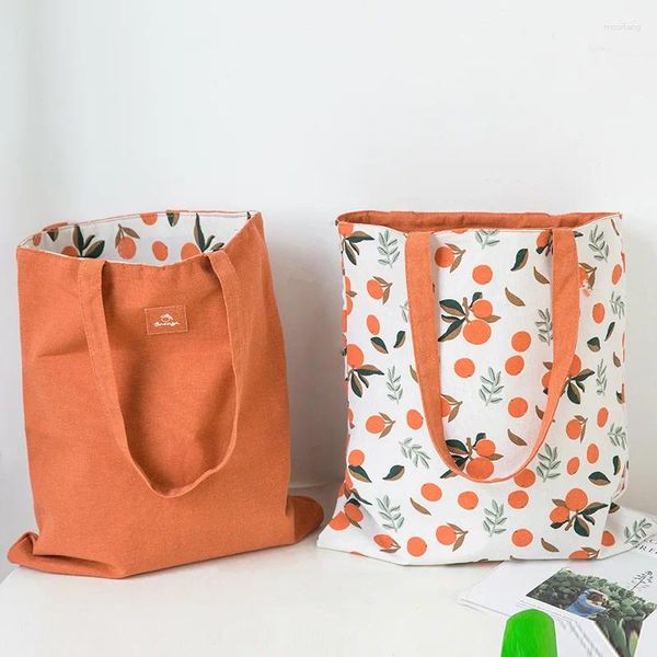 Sacos de armazenamento bolsa de tecido dupla face use lona de frutas bolsa portátil compras diversas