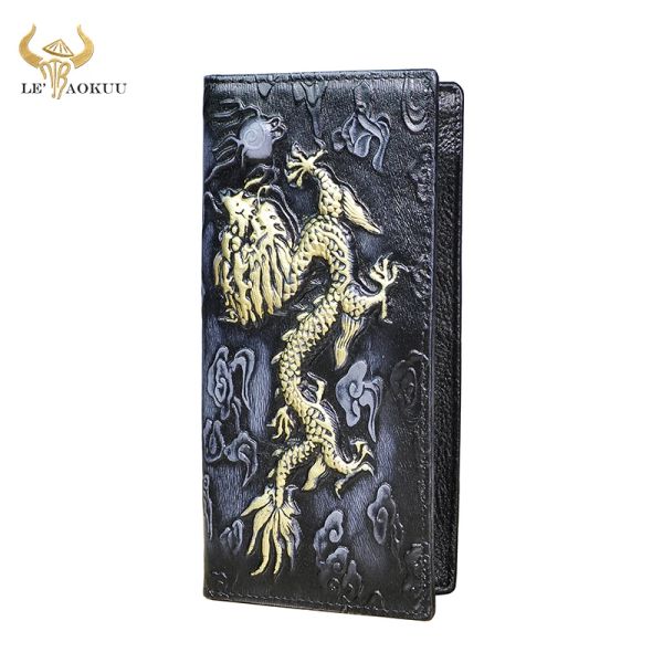 Wallets Hot Sale Hot Brand Male Male Original Couro Design de luxo de luxo Moda Dragon Organizador Longo Carteira Long Men 1014