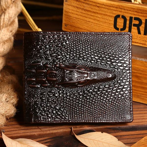 Кошельки высококачественный подлинный кожаный кошелек Crocodile зерно зерно мужское сцепление сцепление сумки держатель карт упаков