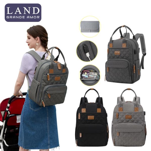 Taschen Land Mammy Wickelbeutel USB Port Ladung Rucksack Mumie große Kapazität Reisen Windel Taschen Multifunktions Mutterschaftstaschen MPB28