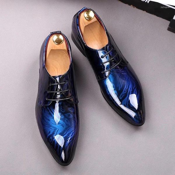 Scarpe eleganti per la pelle di brevetto da uomo punta punta zapatos hombre oxfords per uomini sapatos social maschilino
