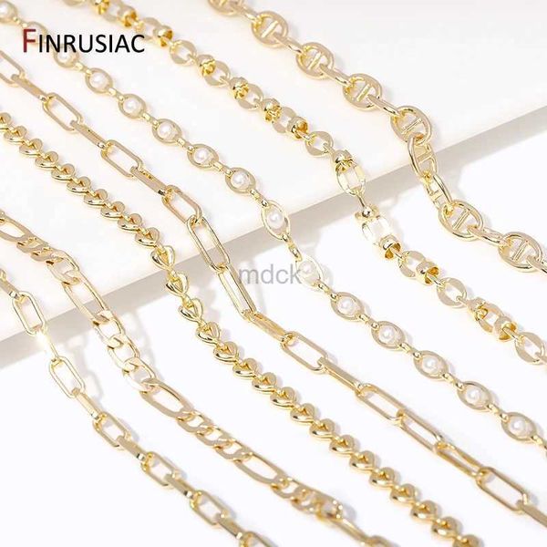 Collane a sospensione catene placcate in oro 14K per gioielli che producono in ottone metallo in metallo oro bulk fai da te bracciale accessori artigianali fatti a mano 240419