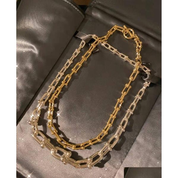 Подвесные ожерелья Классическая новая любовь Sliver 18k Gold Designer Countrace Chains, установленные для женщин, мама дочь, жена, 41 45 50, 60 см. Пара Otibc