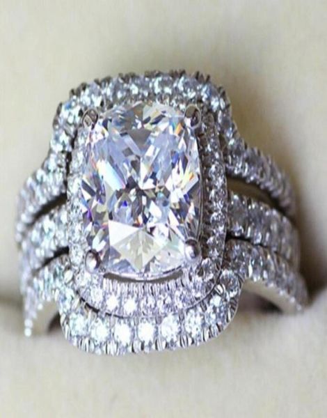 Anel de diamante de diamante vintage rápido conjunto com anel de zircão para mulheres aniversário de casamento presente de alta qualidade nunca desbotamento6898561