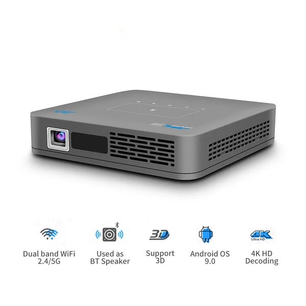 P09 DLP Mini Projector 32 GB Android 9 WiFi, 5000mAh Batterie Tragbarer 3D-Projektorunterstützung 4K 1080p HD-in Proyector Beamer