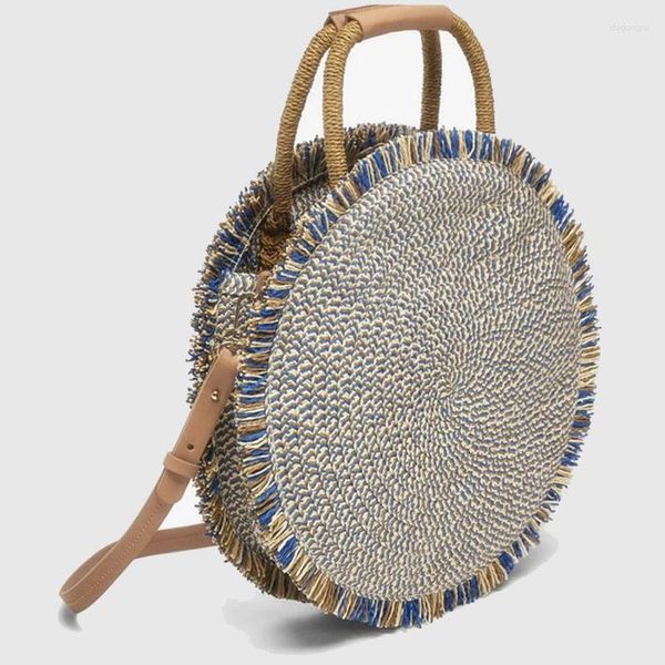 Umhängetaschen 2024 Frauen Fashion Boho gewebte Handtasche Sommer Beach Casual Rattan Stroh Wicker Circle Tasche Retro