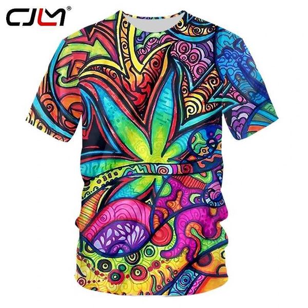 T-shirt maschile cjlm Magni da uomo 3D Stampato colorato estivo Trima estate Abbigliamento di moda hip-hop t-shirt psichedelico elefante J240419