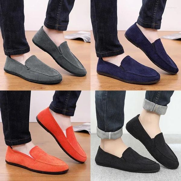 Sapatos casuais homens mocassins moda tênis macio mocassins lonvas slip-ond tênis andando calçados vintage sapatos masculinos pretos masculinos