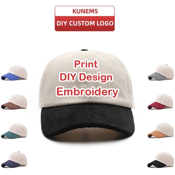 Kunems DIY Custom Baseball Cap для мужчин и женщин осень и зимний вельветовый лоскут для печати вышив
