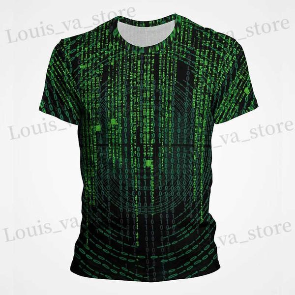 T-shirt maschile T-shirt stampato in 3D 3D GRN Maglietta in codice Matrix Magliette da donna Fashi