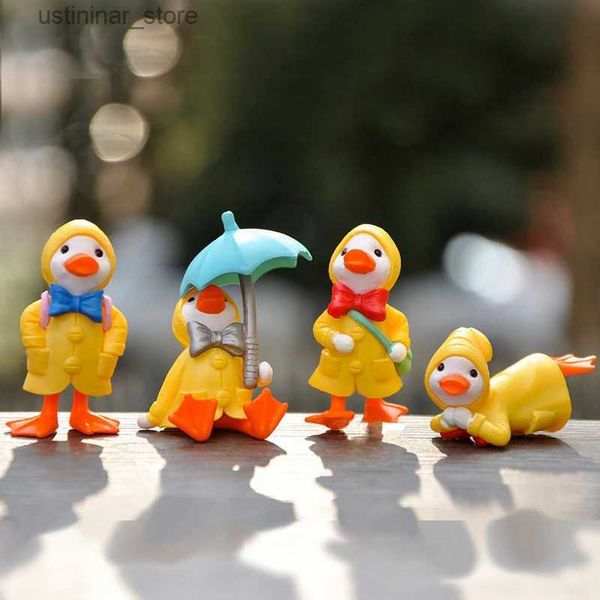 Play Play Water Fun 4pcs guarda -chuva Capinho de chuva Presente de pato amarelo Acessórios de pato de desenho de desenho animado