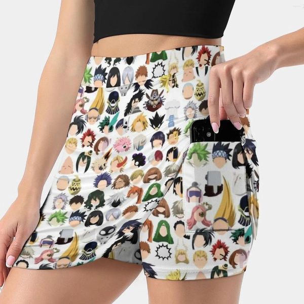 Skirts U.A.Gonna da donna alta con tasca di stampa vintage una linea Summer Clothes Boku No Hero Academia My Anime