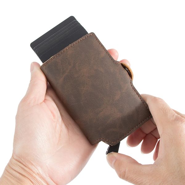 Cüzdanlar caseey en kaliteli adam cüzdan ince minimalist para çantası priz rfid engelleme pop -up kart tutucusu ultra ince akıllı cüzdan erkekler için