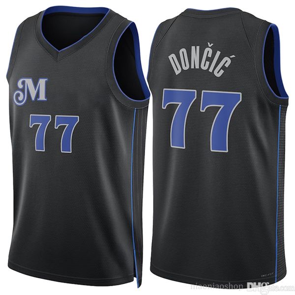 Luka Doncic Maverick Basketball Jerseys Men Black Blue Jersey