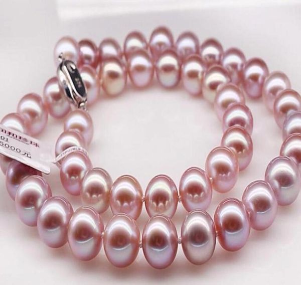 Neue feine Perlen Schmuck fein 10-11 mm natürlicher Südsee Rosa Perlenkette 18 Zoll Silber6717159