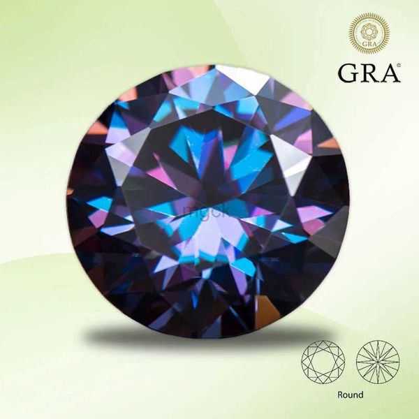 Alyans Moissanite Elmas İmparatorluk Mor Renk Yuvarlak Kesilmiş Laboratuvar Griper Halkalar için Gra Sertifikası 240419