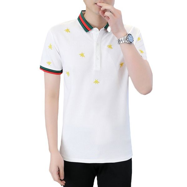 Sommer Tide Biene besticktes Lapel Polot-Shirt Herrenmodete Sport Casual Letter Short Sleeve Polo T-Shirt