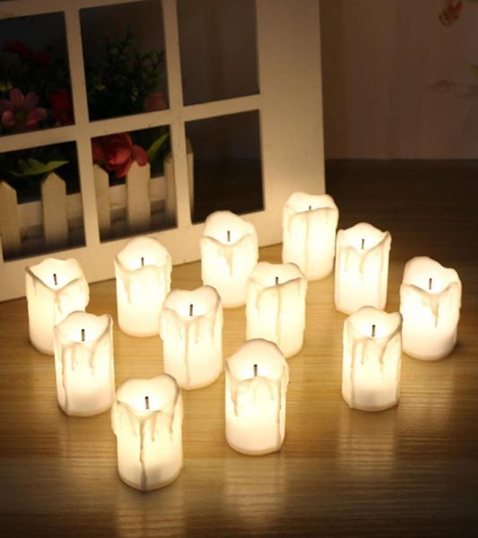 12 pezzi di candele di tealight a batteria elettrica a LED senza fiamme senza fiamme per decorazioni per il giro delle vacanze1734188