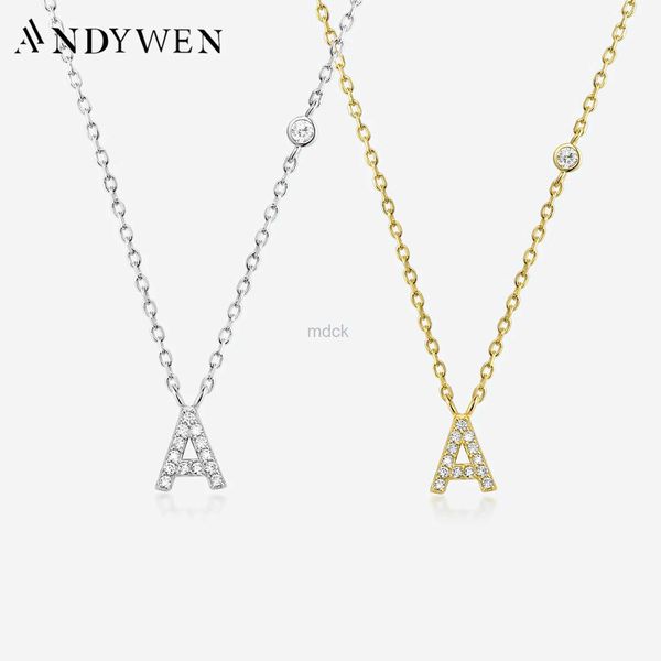 Подвесные ожерелья Andywen 925 Серебряное золото.