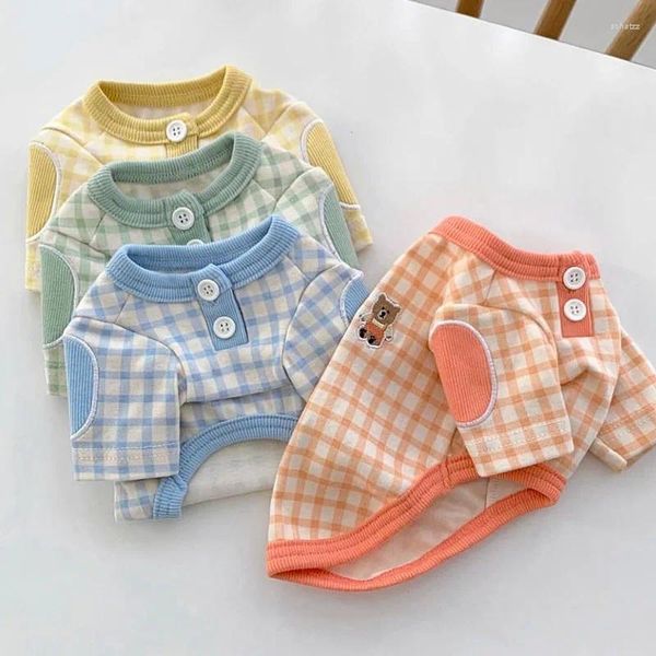 Hundekleidung blau Plaid Welpe Weste Sommer Haustier T-Shirt Teddy weiche Pullover Maltese Tier bestickte zwei Beine Kleidung XS-XL