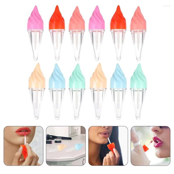 Garrafas de armazenamento 12 PCs Clear Gloss Lip Ice Cream Tubup Amostra do suporte do suporte de viagem RECIMENTO DE BRANCHA BRAMANHA TUBOS LIPGLOSS