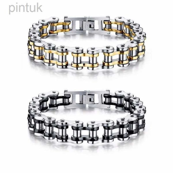 Cadeia de aço inoxidável Biker Bracelet Bracelete masculina Link Chain Motorcycle Bicycle Style Bracelets Fashion Punk Bangles Jewelry D240419