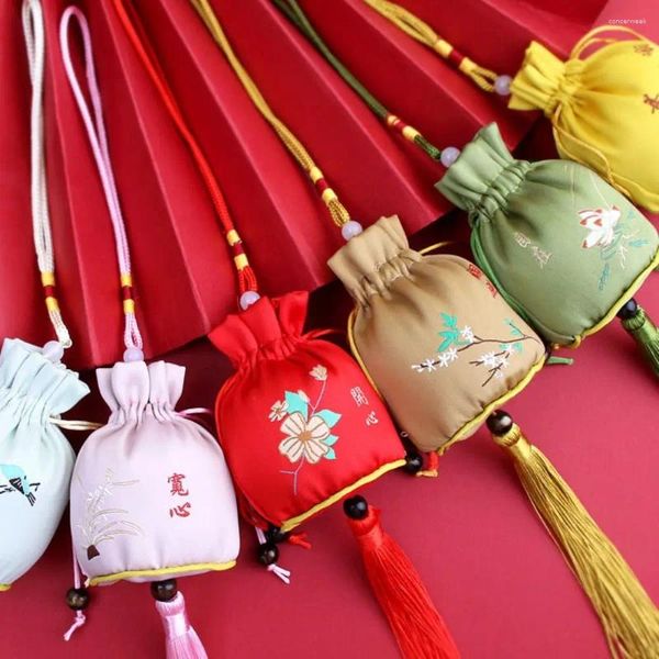 Einkaufstaschen Geschenk kleine Auto Ornamente Retro Ohrring -Hülle Antiquitäten Schlafzimmer Dekoration Chinesischer Stil Sachet Schmucktasche Stickerei