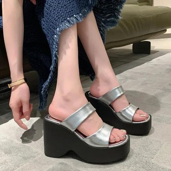 Slippers Summer Women Shoes Modern Women's Word Formal Formal Platform Wedge Open Toe Ladies