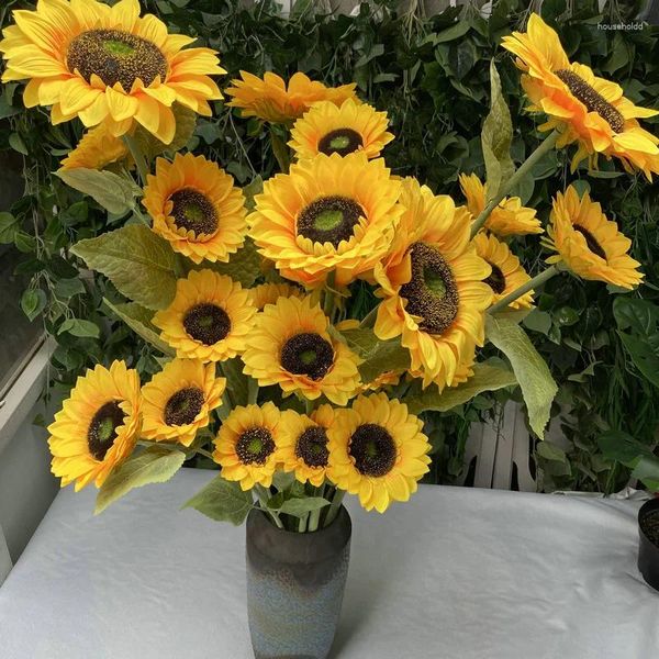 Dekorative Blumen 65 cm künstliche Sonnenblume Home Hochzeit Dekoration Kunst Seidenblume