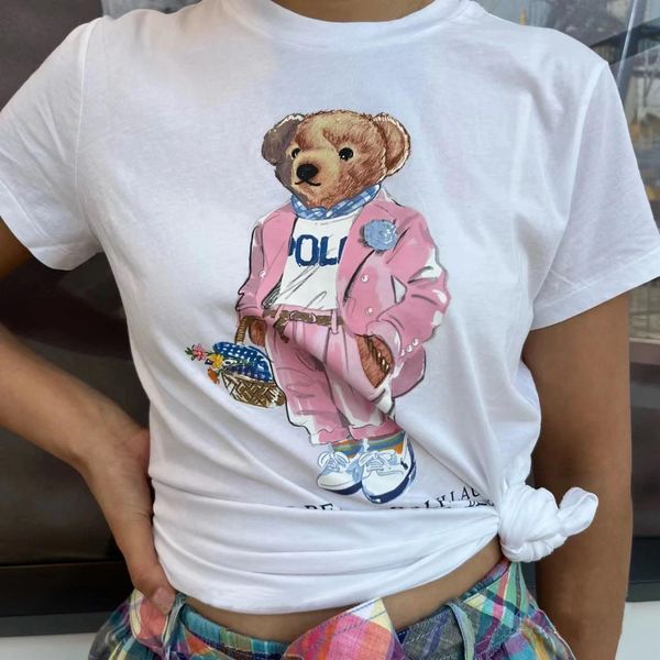 moda feminina camiseta designer de camisetas moda urso padrão impressão de verão tee cor de camiseta feminina camiseta respirável roupas de manga curta de mangas curtas