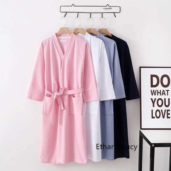 A6Q4 Women's Sleep Lounge 100% Waffle Cotton Waffle per donne Summer Shin (Nine maniche + maniche corte) Aokrobe Nightgown Home Service Hotel Aokrobe D240419