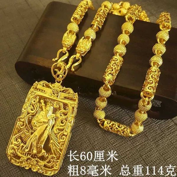 Anhänger Halsketten 18K Herren Drachenmuster Guan Gong Anhänger 999 Gold Halskette Dragon Marke Guanyin Xiangyun Kette 24 Boss -Kette Schmuck Geschenk 240419