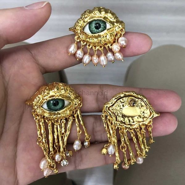 Andere Frauen Vintage Eyes of Demon Ohrring Ring Cosplay übertrieben trendige Ohrringe Stil imitierten Perlmädchen Delikate Quasten Schmuck 240419