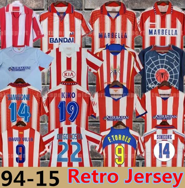 Retro 2004 2005 2013 2014 Atletico Madrids Soccer Trikots Kun Aguero Griezmann Maxi F.Torres 04 05 10 11 13 14 15 94 95 96 97 Gabi Forlan Simao Vintage Classic 666