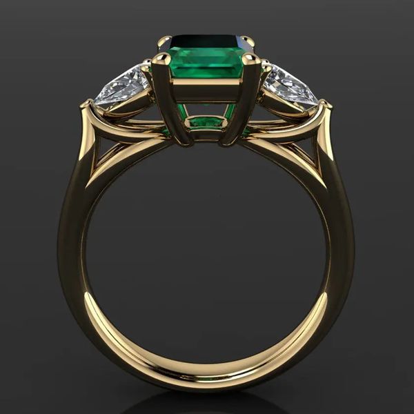 14k Gold Schmuckgrün Emerald Ring für Frauen Bague Diamant Bizuteria Anillos de rein Emerald Edelstein 14K Goldring für Frauen 240323