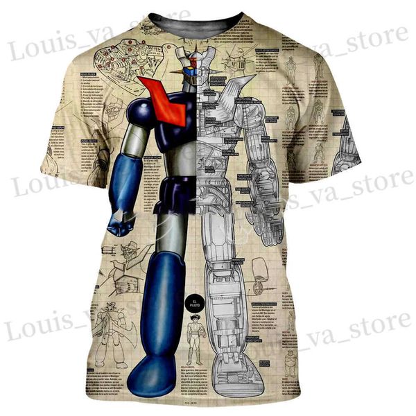 Herren-T-Shirts Neues Hot Fashion Mecha Clocl Mazinger Z Mens und Damen coole 3D-gedruckte T-Shirts Sommer Harajuku Sty