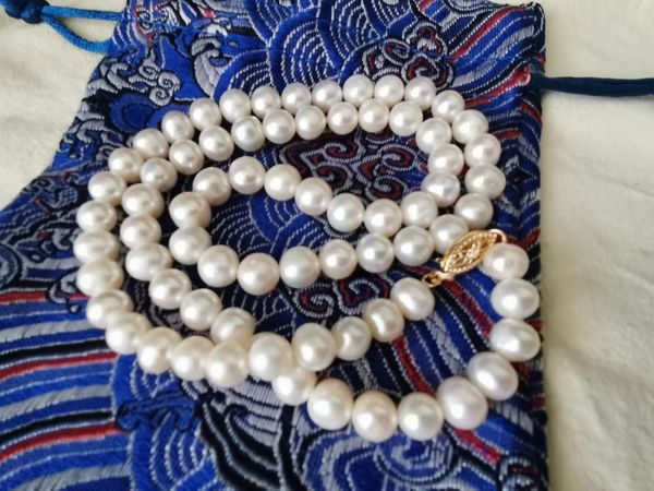 Catene da 18 pollici splendide 8-9 mm collana di perla bianca del Mare del Sud.