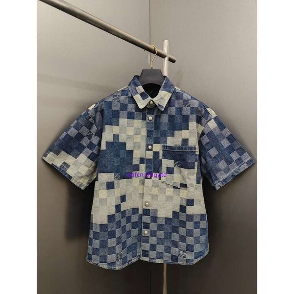 Homens e camisetas de póos de camisetas redondas com bordado de colarinho aumentado e roupa de verão estampada em estilo polar, camiseta de algodão de rua Jacquard 3215