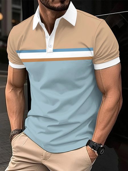 Yaz Yeni Erkek Kısa Kollu Polo Gömlek Ofisi Moda Rowan Yakası T-Shirt Erkek Nefes Alabilir Polo Gömlek Erkek Giyim 240415