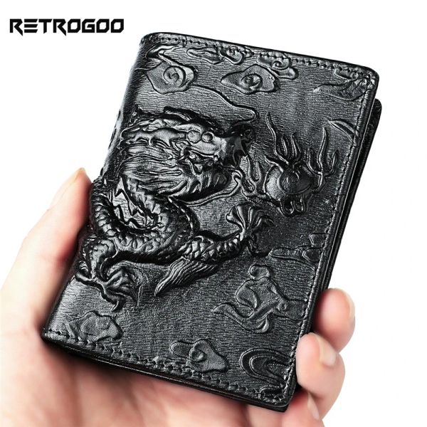 Portafogli retrogoo 2021 Fashion Men Wormet Genuina in pelle vera patologie 3d cortometrali per crocodile portatrice per borse da visita maschio Mondy Bag Carteira