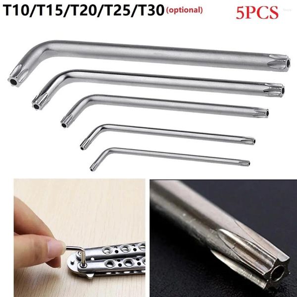 5pcs Set di chiavi esagni del cacciavite a doppia estremità T115 T20 T25 T30 Torx Strumenti per lo strumento per chiave Torx a 2 vie Torx Strumenti manuali