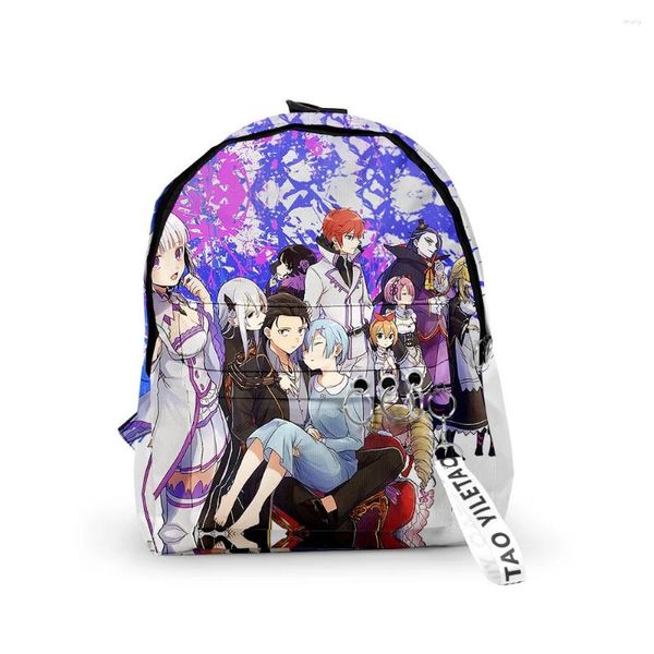 Backpack Harajuku Re: Vida em um mundo diferente de zero mochilas para meninos/meninas bolsas escolares 3D Chaves Oxford à prova d'água pequena