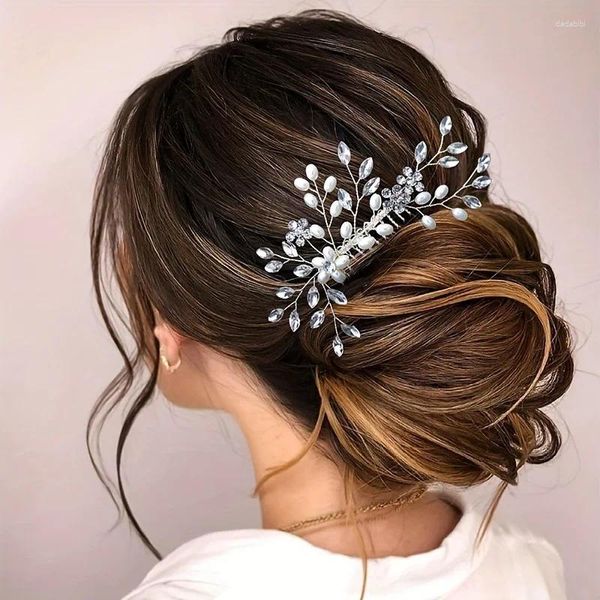 Kopfbedeckungen Perlenkristallblatt Tiara Stirnband für Damen Hochzeit Schmuck Brauthaar Ornament Extensions