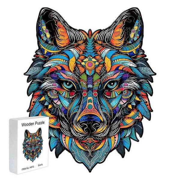 3D Puzzles Wolf Animal Puzzle de madeira 3D Decoração de casa personalizada para homens e mulheres adultos Holiday Holiday Toys Interactive 240419