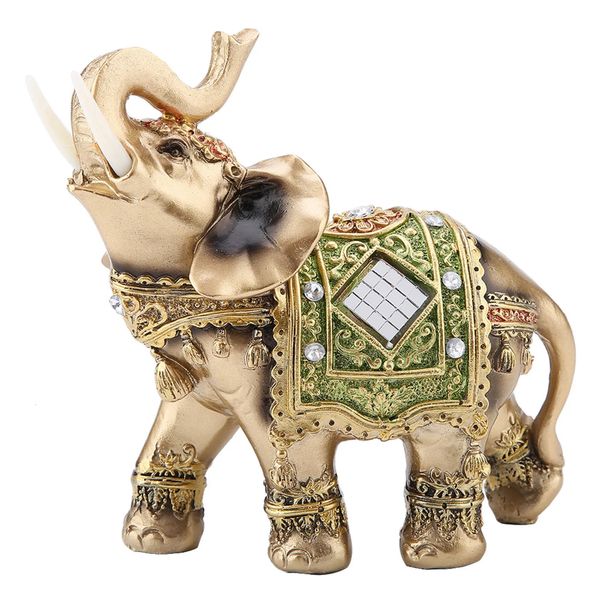 Chinesische traditionelle Feng Shui Lucky Elephant Statue Harz Vermögen Tier Skulptur Elefant Figur Orumation Home Dekoration 240418