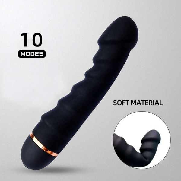 10 Modos Vibrador Dildo de silicone macio para mulheres Orgasmo casais plug long g-spot feminino masturbador clitus