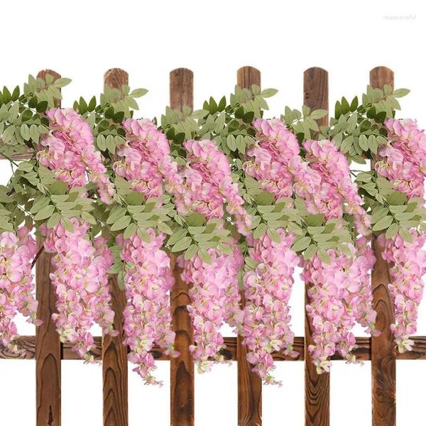 Flores decorativas Falsas Garland de decoração de decoração para festas para festas de casamento Decorações de parede floral tridente férias de jardim de varanda